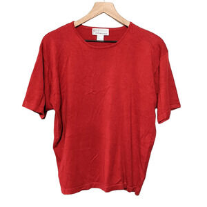 Milano Design Group L Red Crew Neck Short Sleeve Sweater Vintage 90s Women's